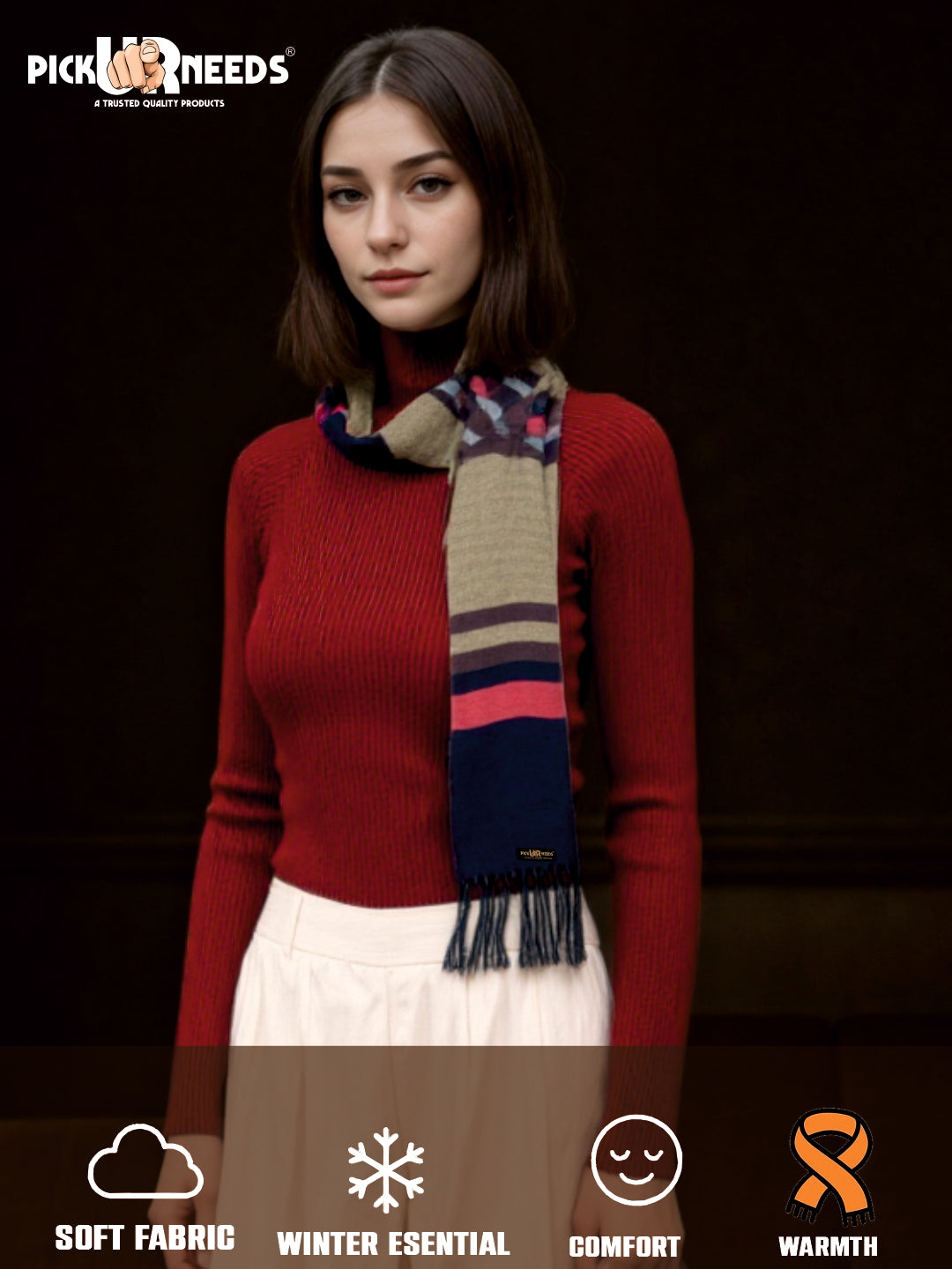 Pick Ur Needs Pure Cashmere Womens Winter Stylish Muffler Warm, Soft and Trendy Scarves for Cold W